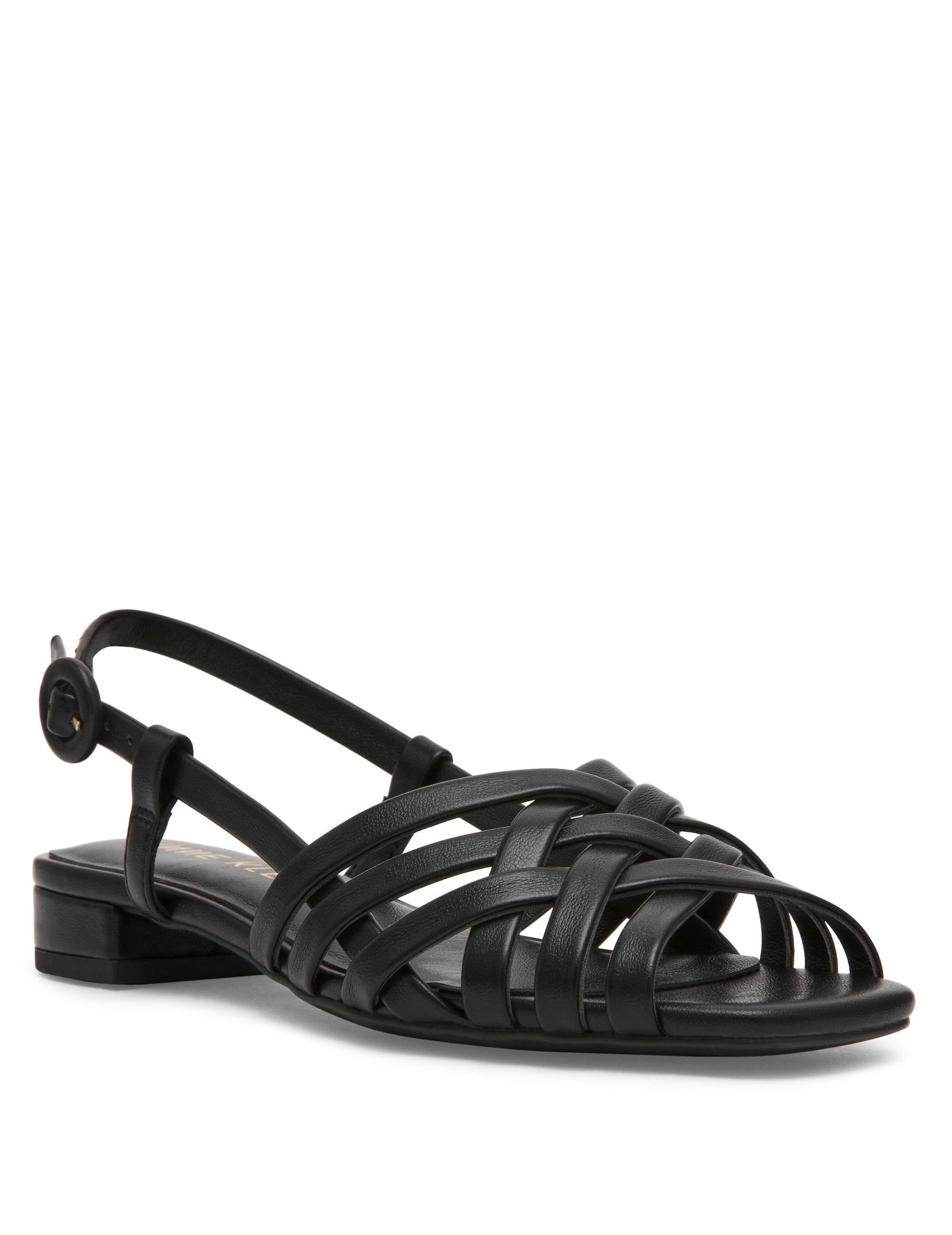 Anne Klein Black Smooth Fairfield Strappy Sandal