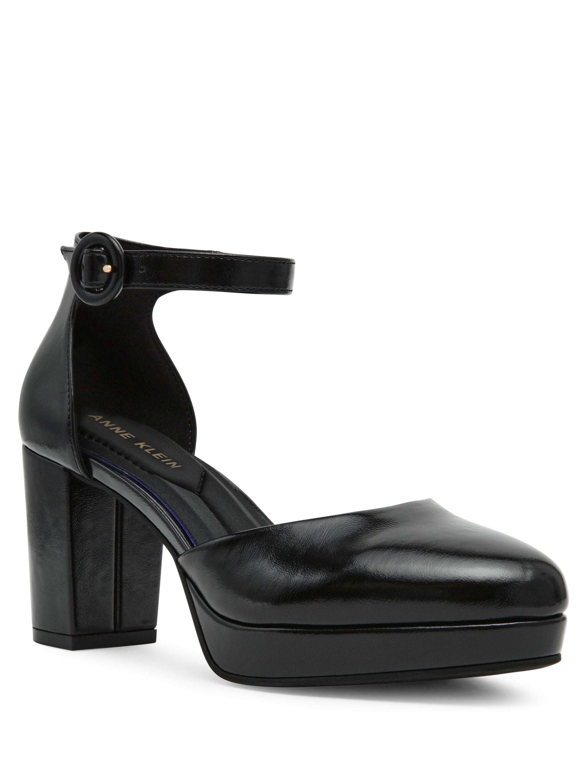 Anne Klein Black Crinkle Faith Dress Heel