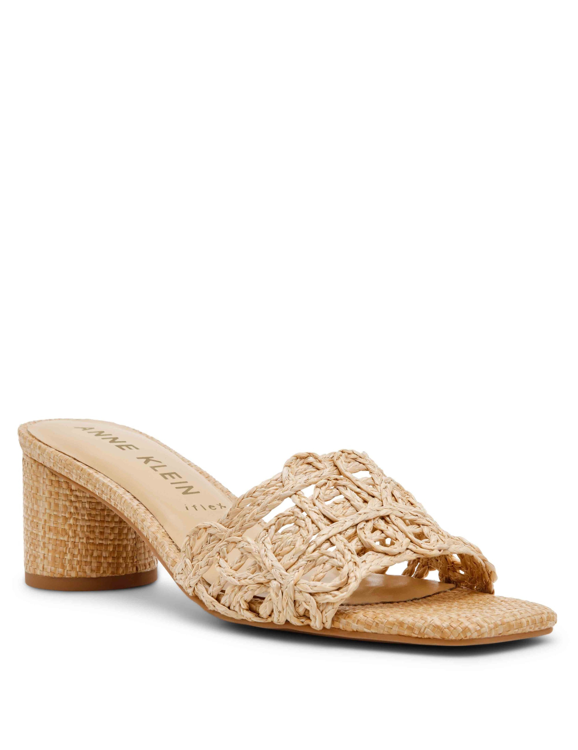 Anne Klein Natural Raffia Flores Block Heel