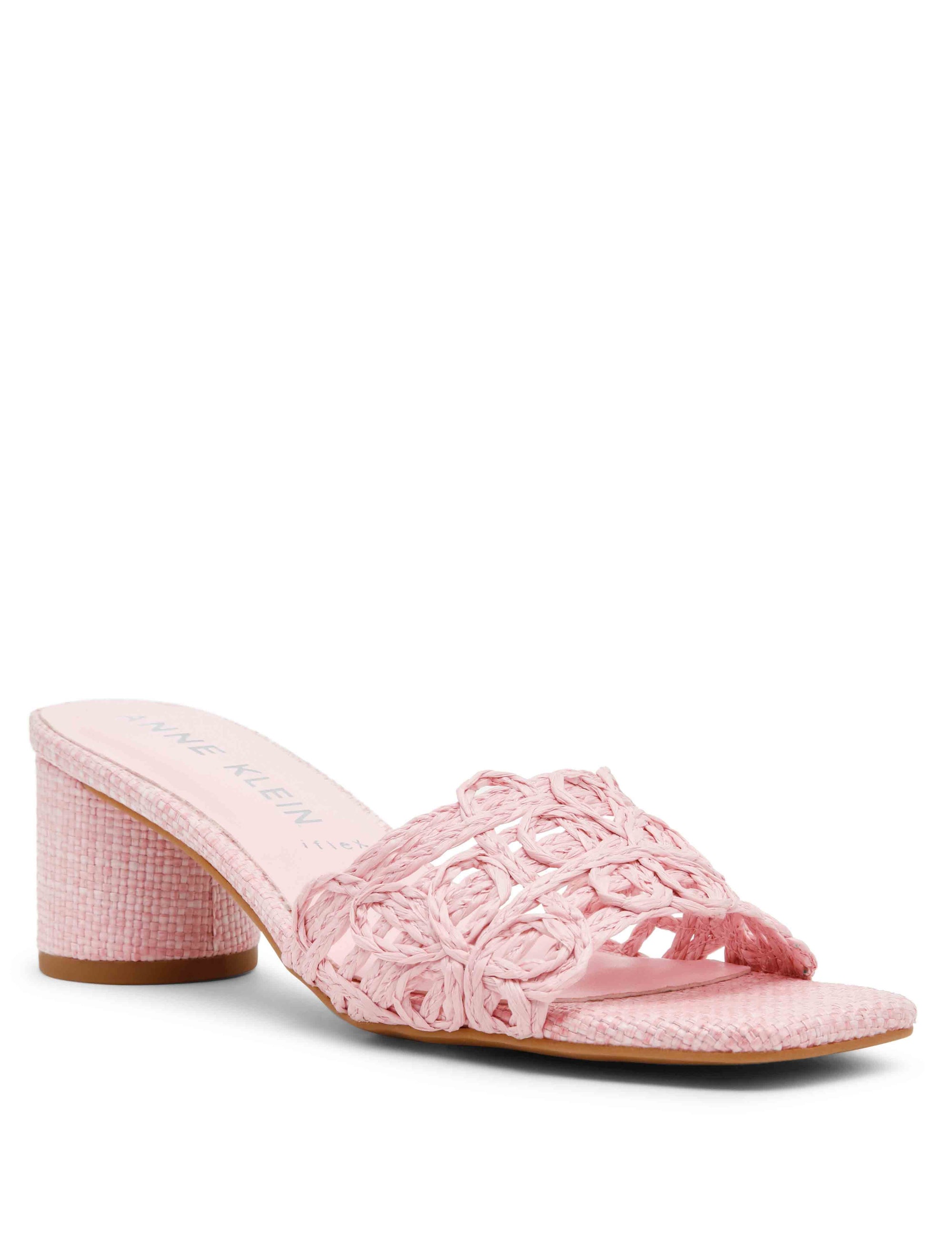 Anne Klein Pink Raffia Flores Block Heel