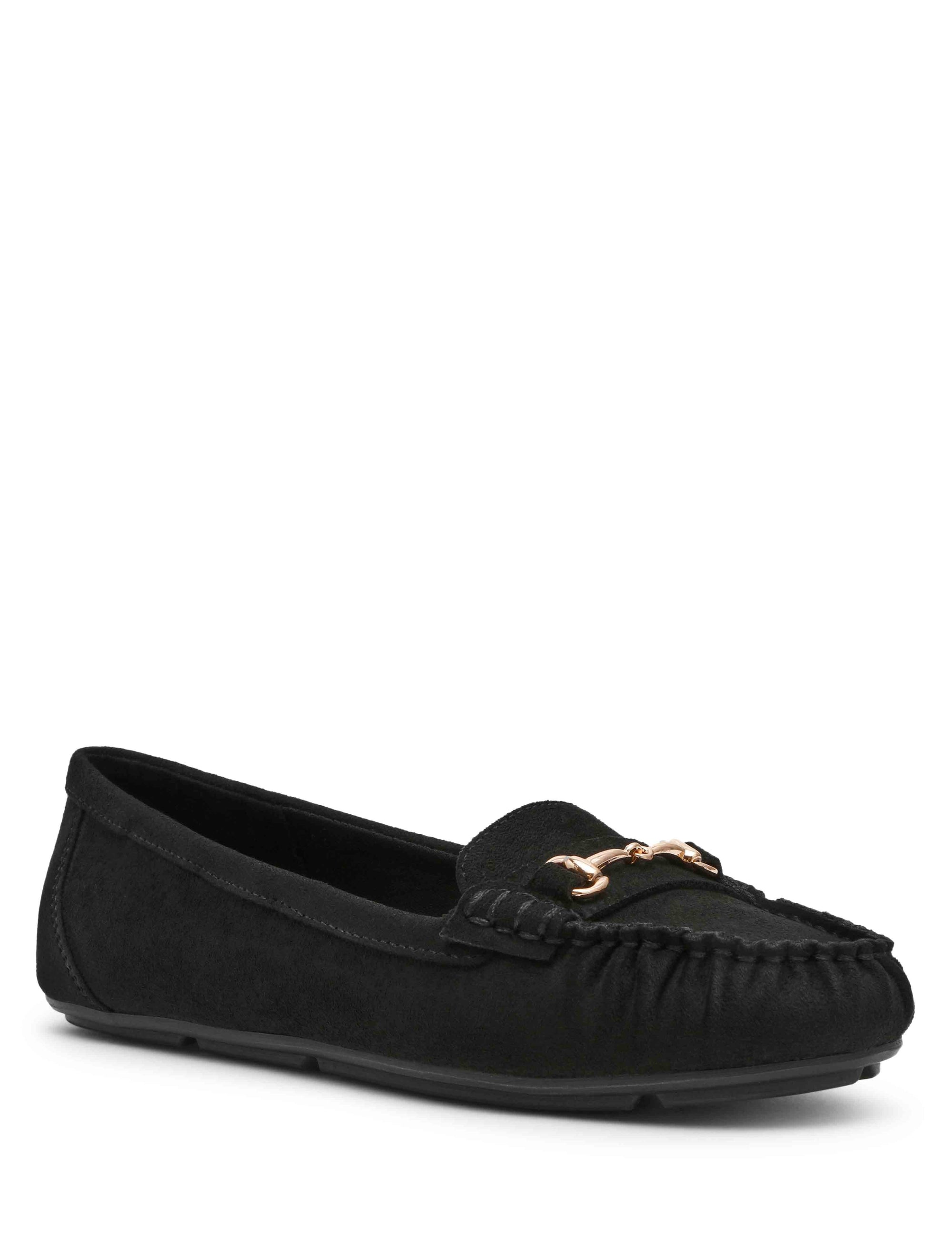 Anne Klein Black Sued Hewlett Moccasin