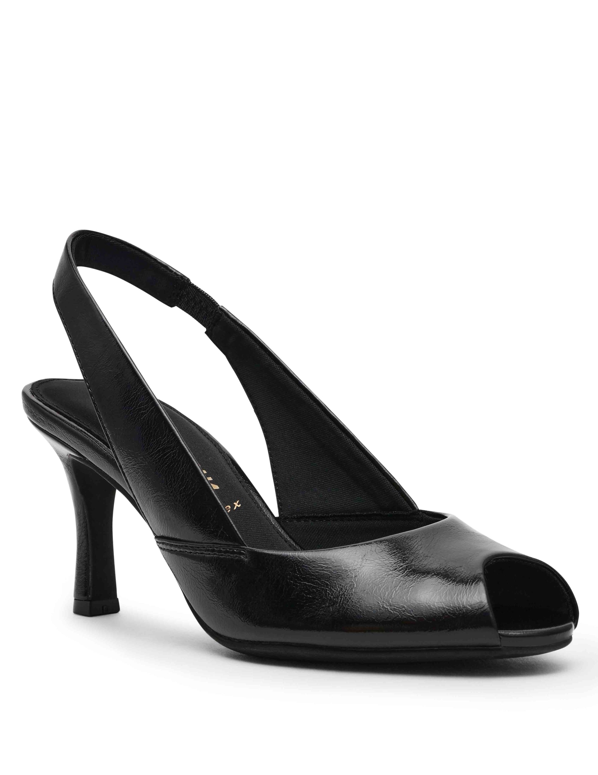 Anne Klein Black Crinkle Jovi Slingback