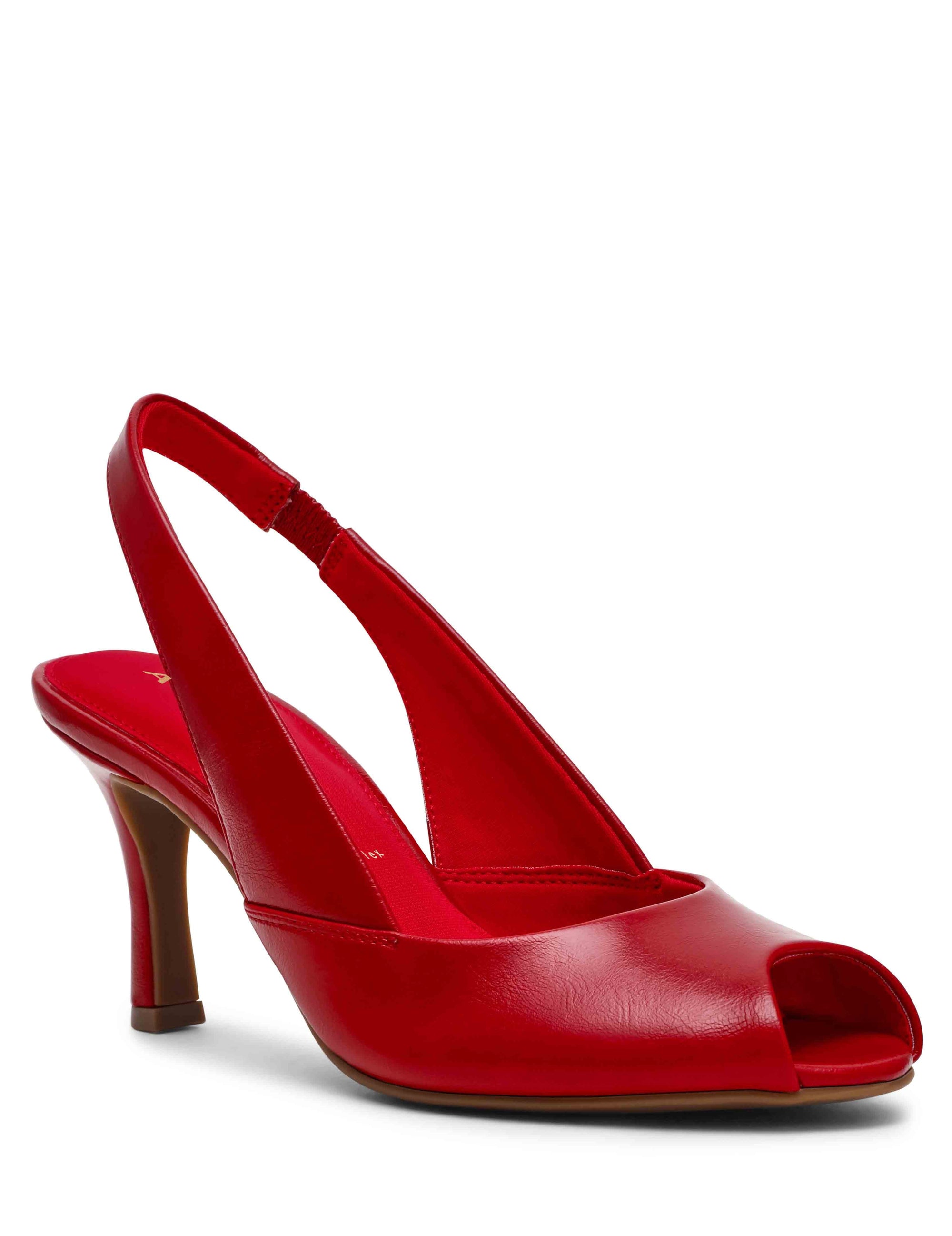 Anne Klein Red Crinkle Jovi Slingback