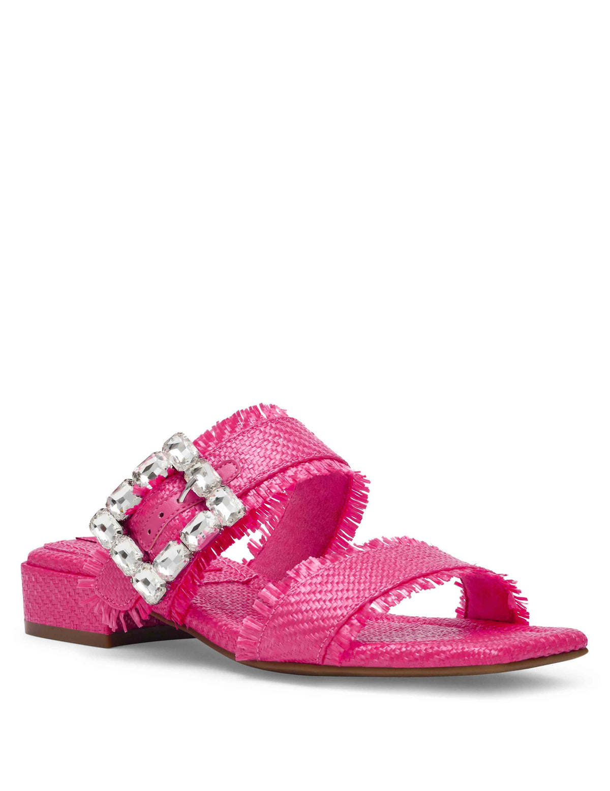 Anne Klein Pink Raffia Lillie-Crystal Sandal