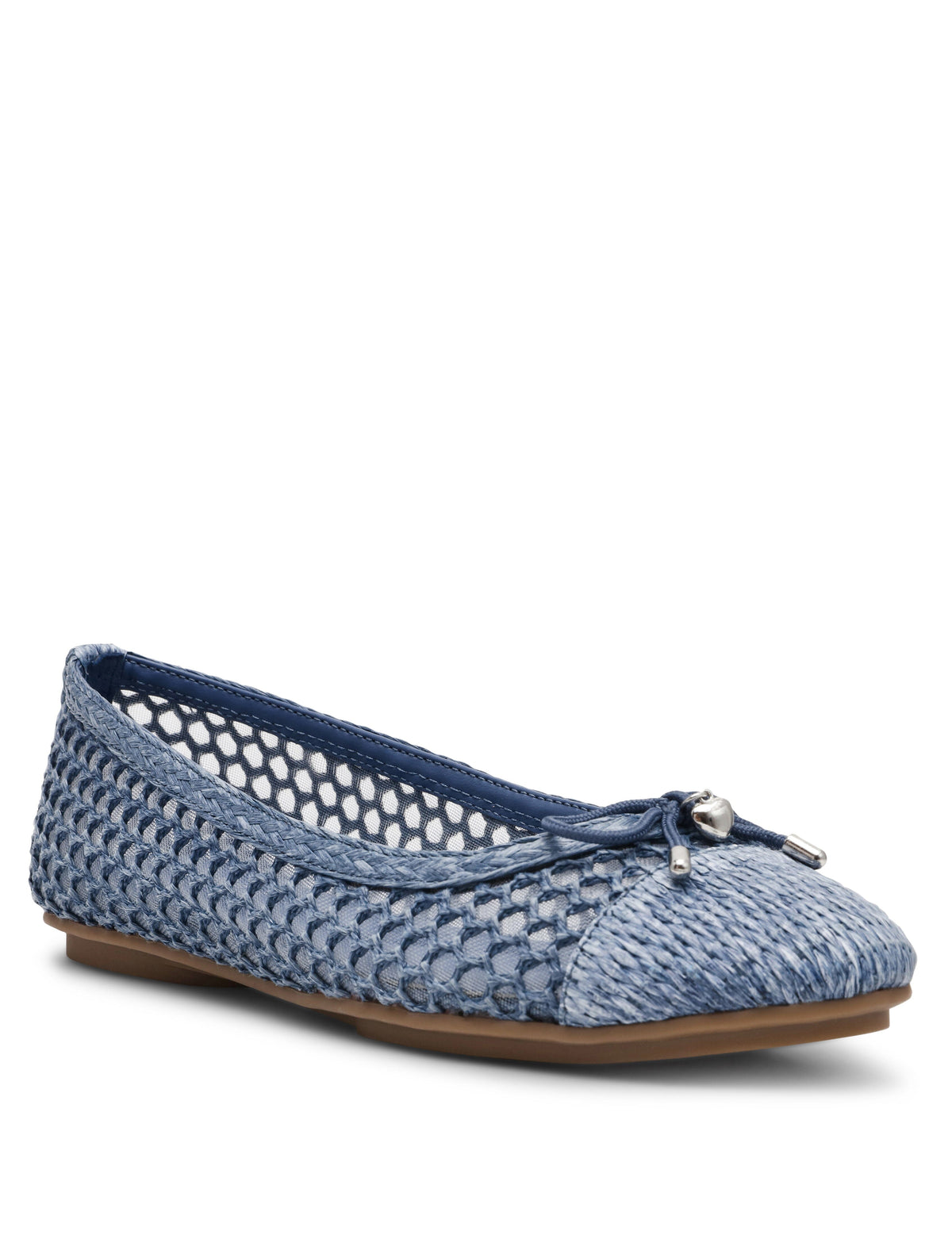 Anne Klein Blue Raffia Luci Mesh Ballet Flat