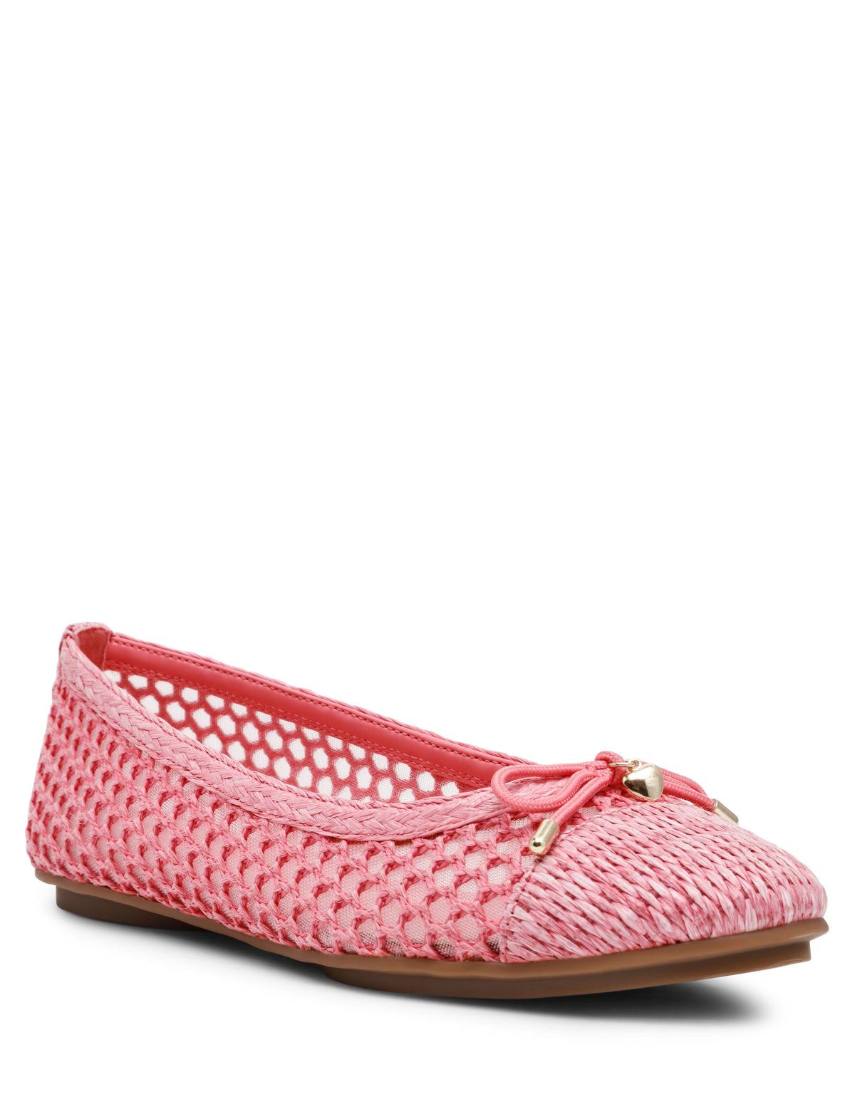 Anne Klein Pink Raffia Luci Mesh Ballet Flat