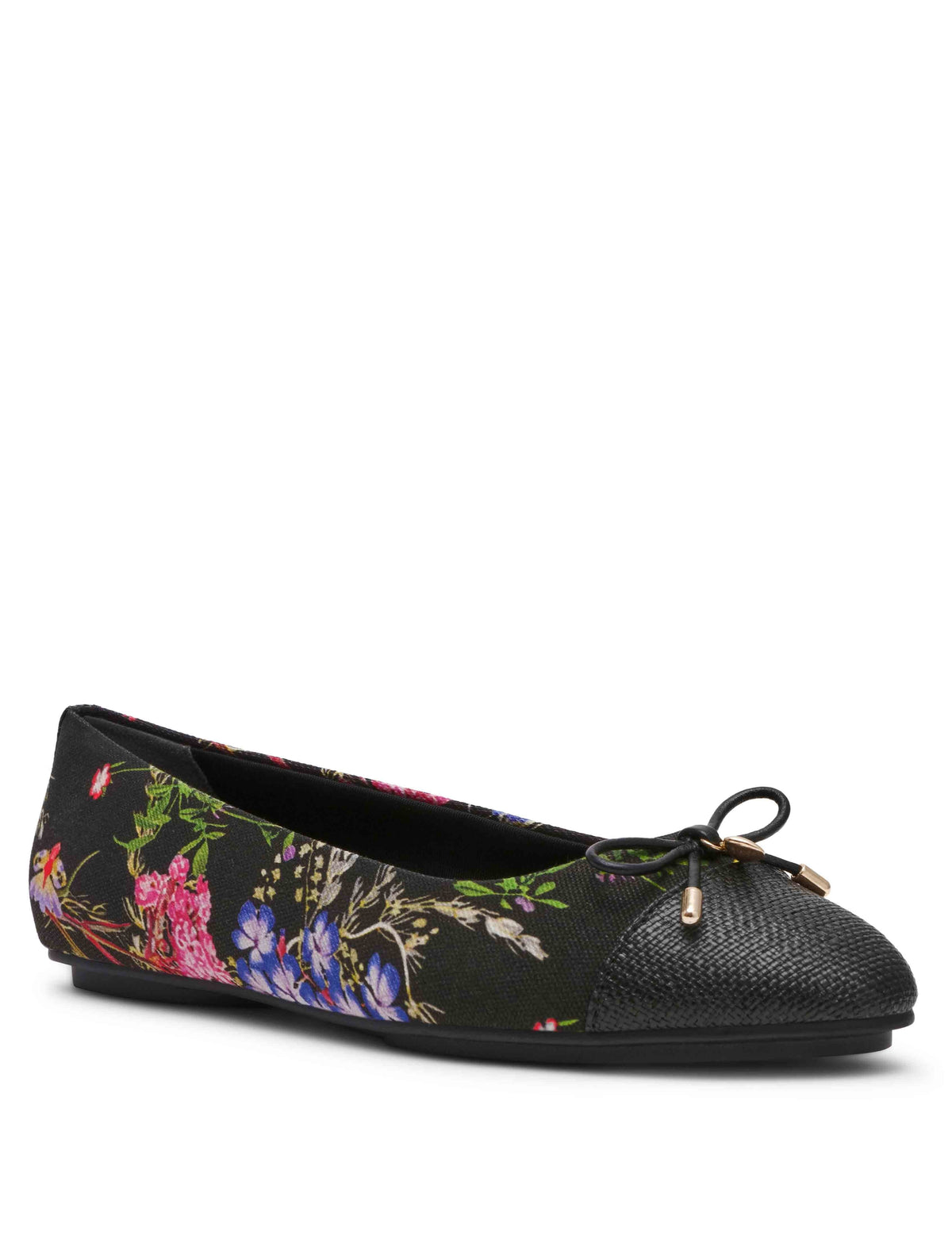 Anne Klein Black Floral Luci Ballet Flat