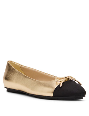 Anne Klein Gold Black Luci Ballet Flat