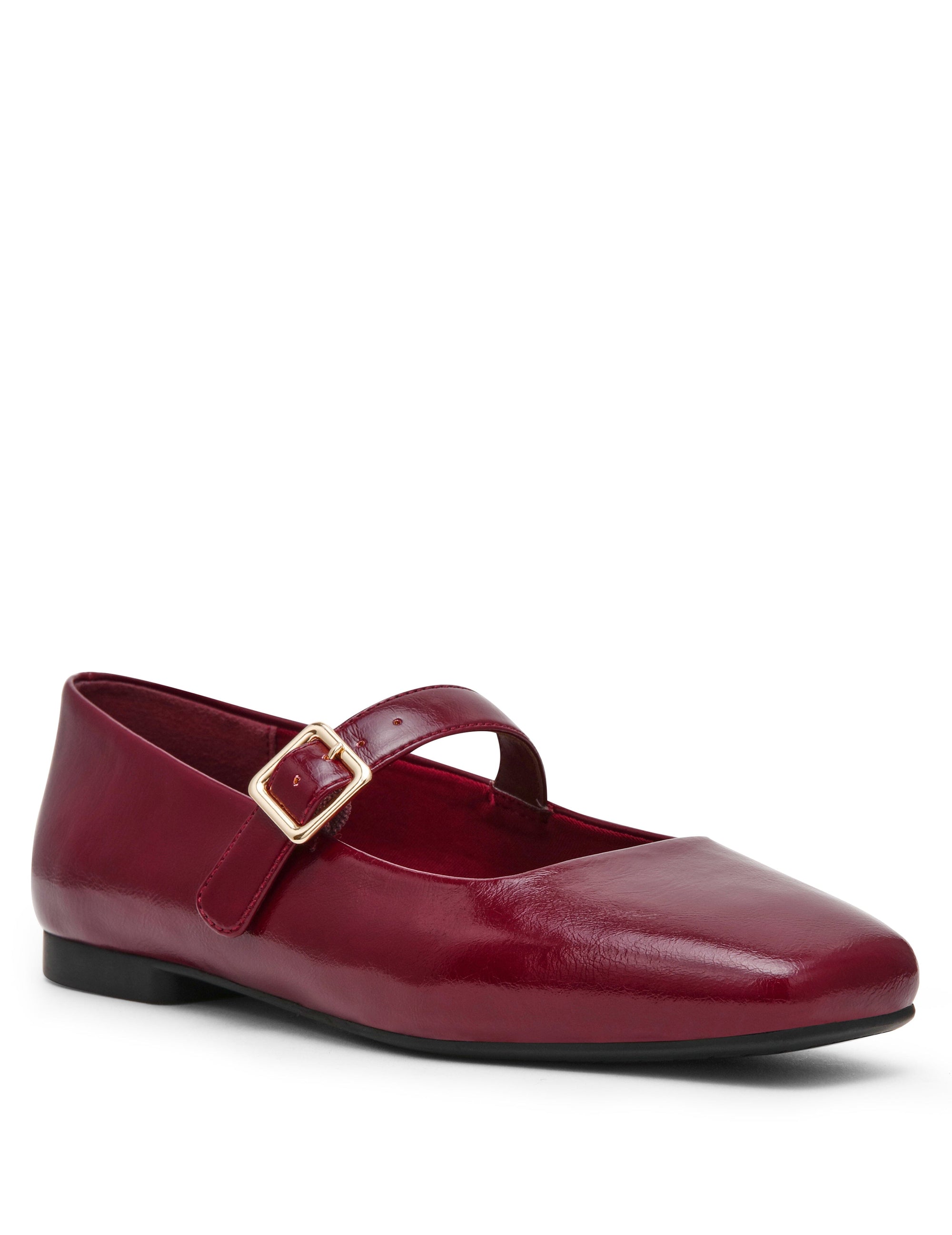 Anne Klein Bordeaux Crinkle Mabel Mary Jane Flat Shoes