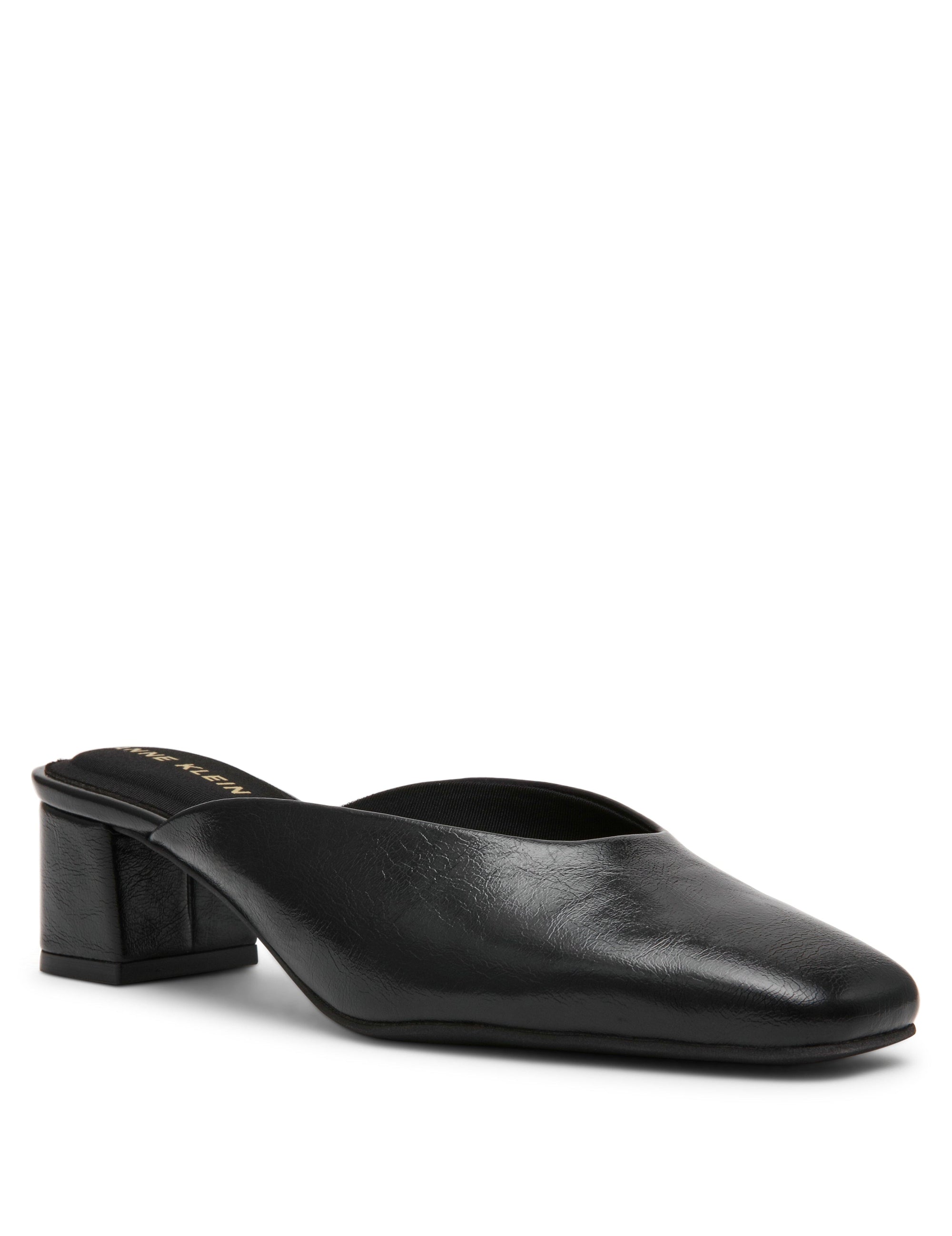 Anne Klein Black Crinkle Maeus Mule Shoes