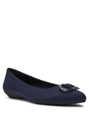 Anne Klein Navy Stretch Oswego Flat Shoe