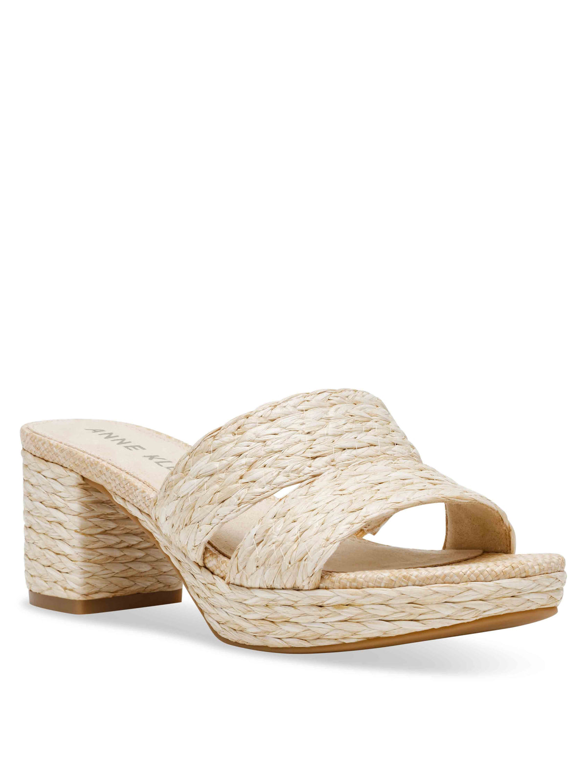 Anne Klein Natural Raffia Palmer Platform Heeled Sandal