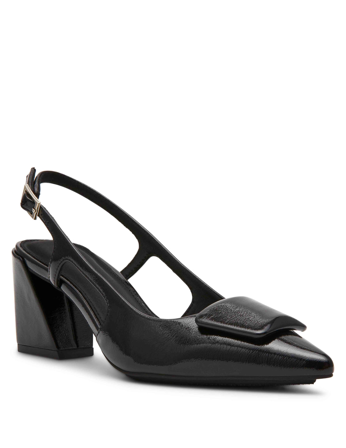 Anne Klein Black Crinkle Renetta Slingback