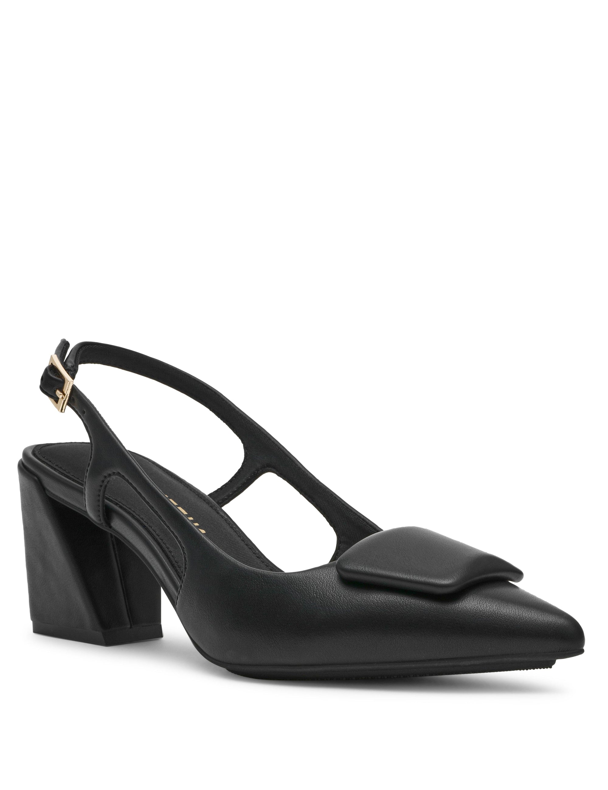 Anne Klein Black Smooth Textured Renetta Slingback