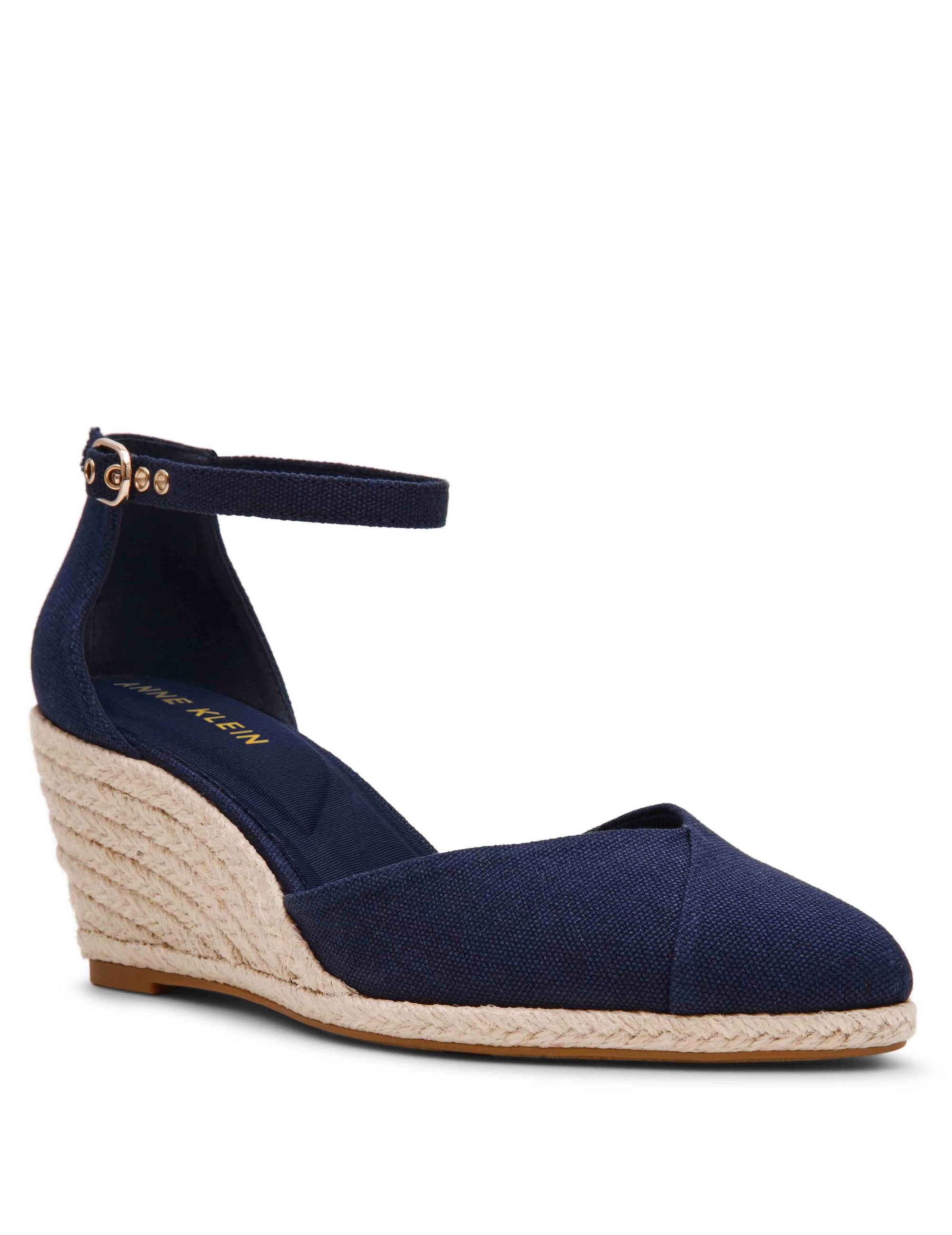 Anne Klein Navy Canvas Wilmott Wedge