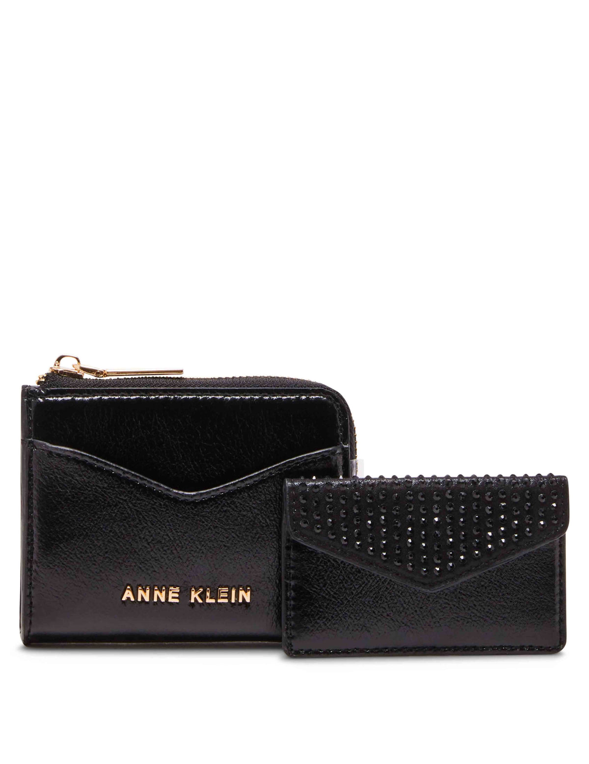 Anne Klein  2 Piece Envelope Flap Curved Wallet With Rhinestones