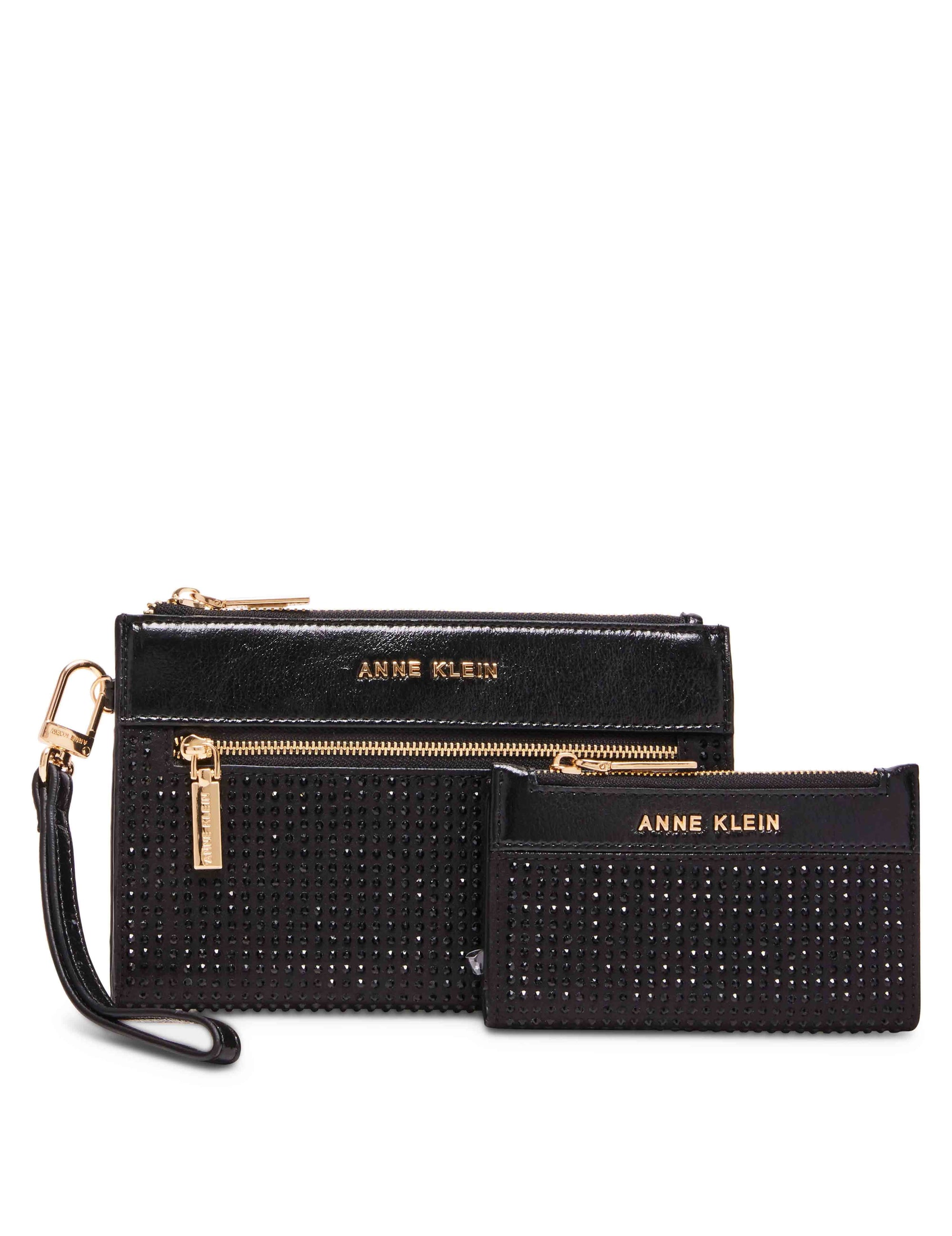 Piece Gift Set With Rhinestone Zip Clutch And Card Case Anne Klein