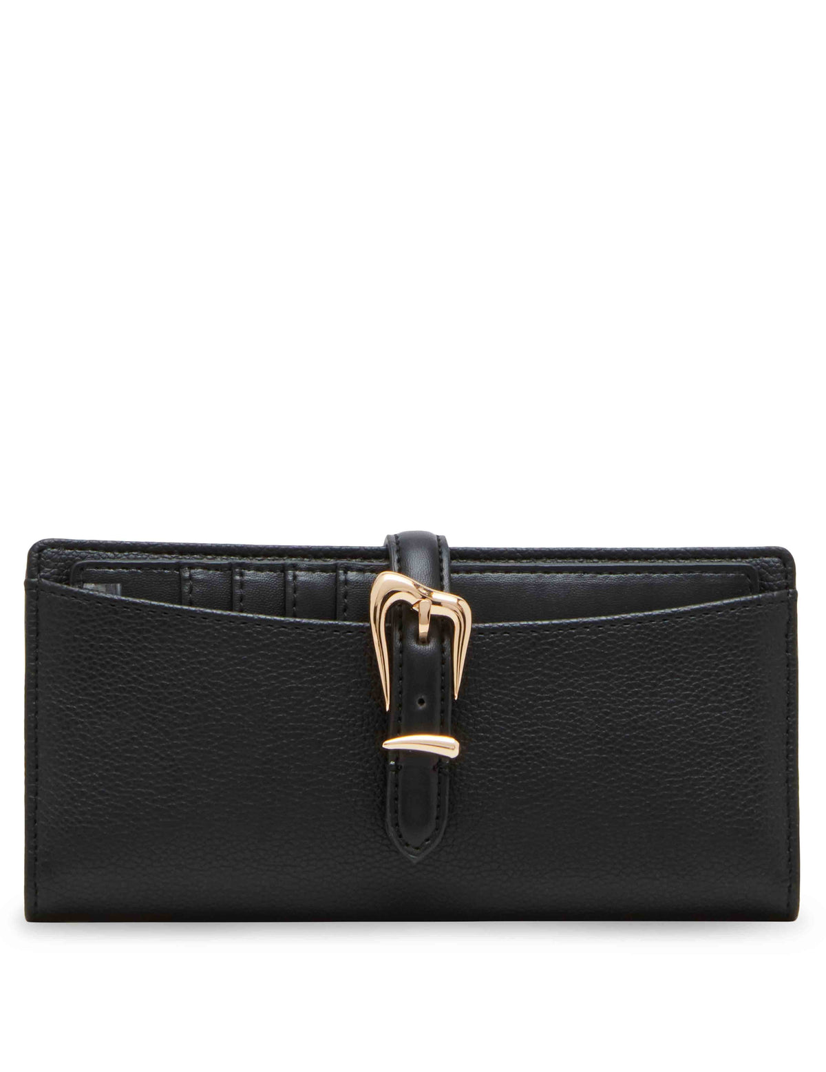 Anne Klein Black 2 Piece Gift Set With Sculpted Buckle Wallet And Removeable Card Organizer