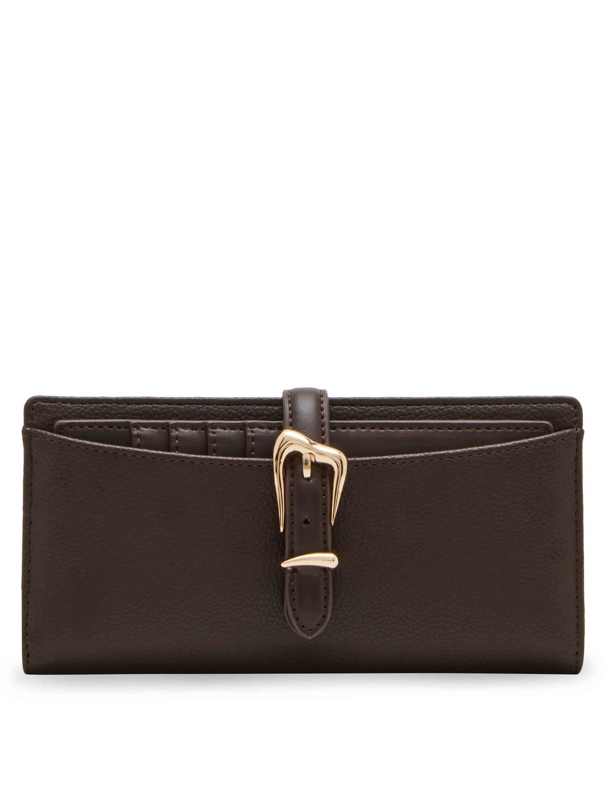 Anne Klein Espresso 2 Piece Gift Set With Sculpted Buckle Wallet And Removeable Card Organizer