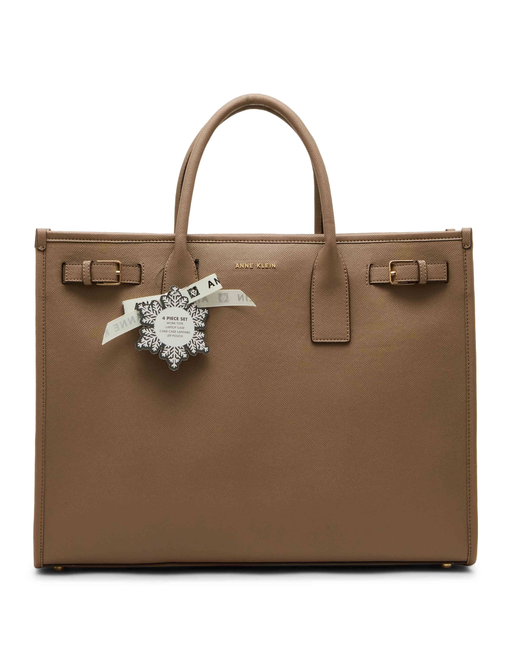 anne klein perfect travel tote bag Medium with Straw Pouch color stitch trim Anne Klein WANDER LARGE ALY