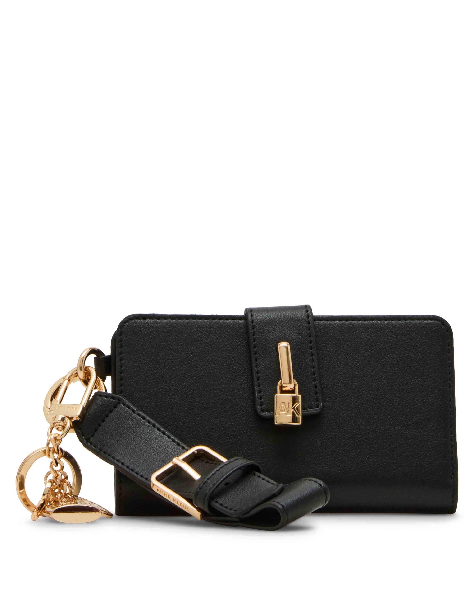 Anne Klein Black 2 Piece Gift Set with Lock Wristlet and AK Bag Charm