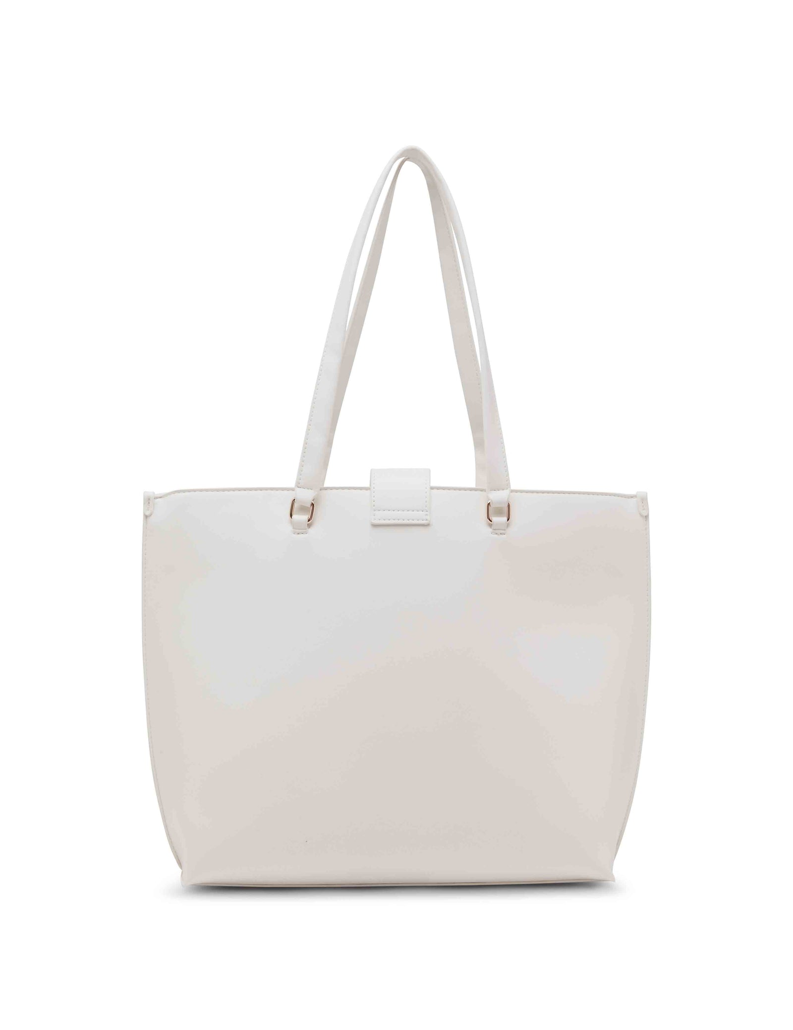 Buy WHITE FAUX LEATHER DOUBLE HANDLE TOTE BAG for Women Online in India