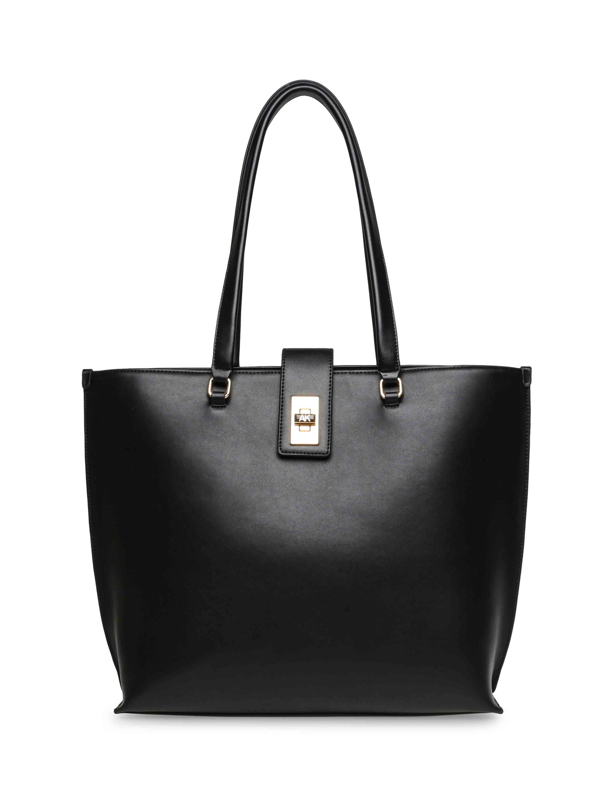 Anne Klein Black Large Tote With Enamel Turn Lock