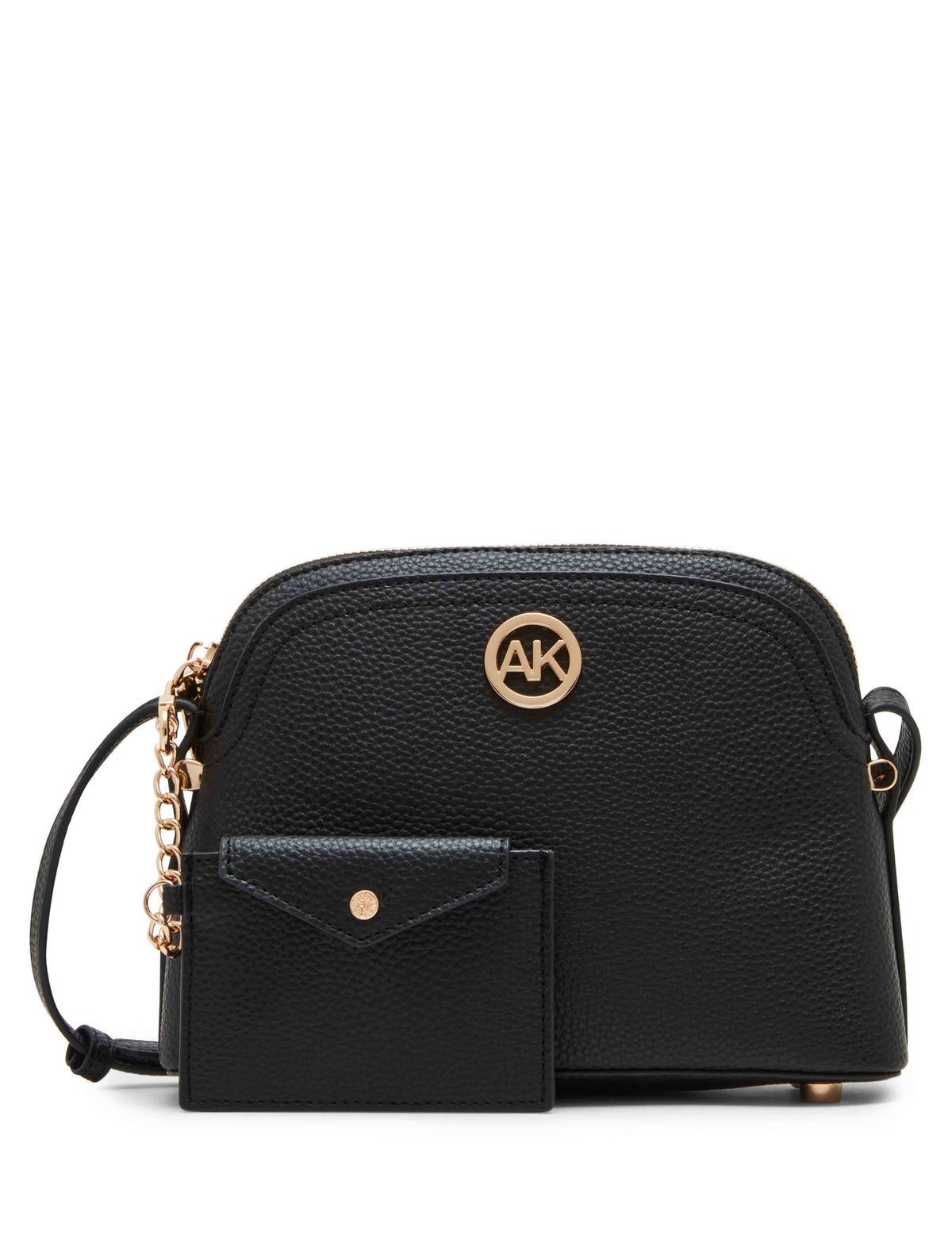 Anne Klein Black Dome Crossbody With Detachable Card Case