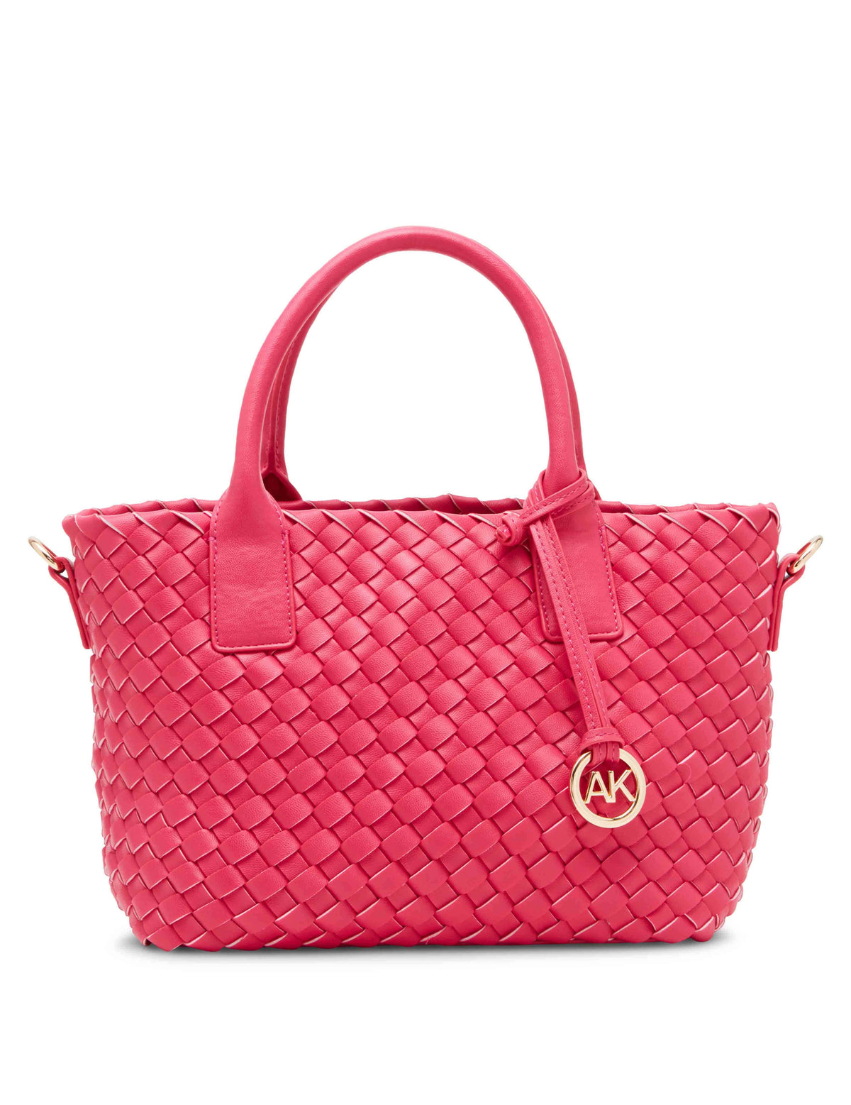 Anne Klein Hot Fuchsia Woven Small Tote With Pouch