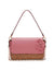 Anne Klein Natural/ Vintage Pink Soft Straw Flap Shoulder Bag With Floral Applique