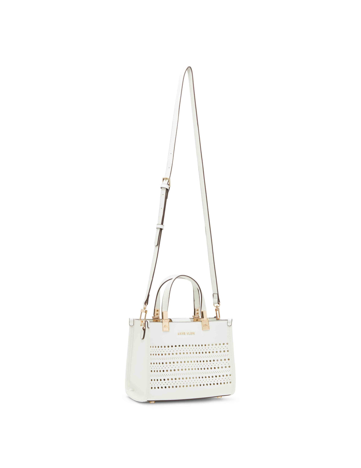 Anne Klein  Perforated Mini Satchel With Convertible Straw Crossbody