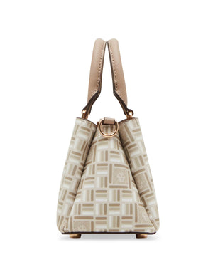 Anne Klein  Mini Triple Compartment Crossbody In Tonal Tile Lion Logo