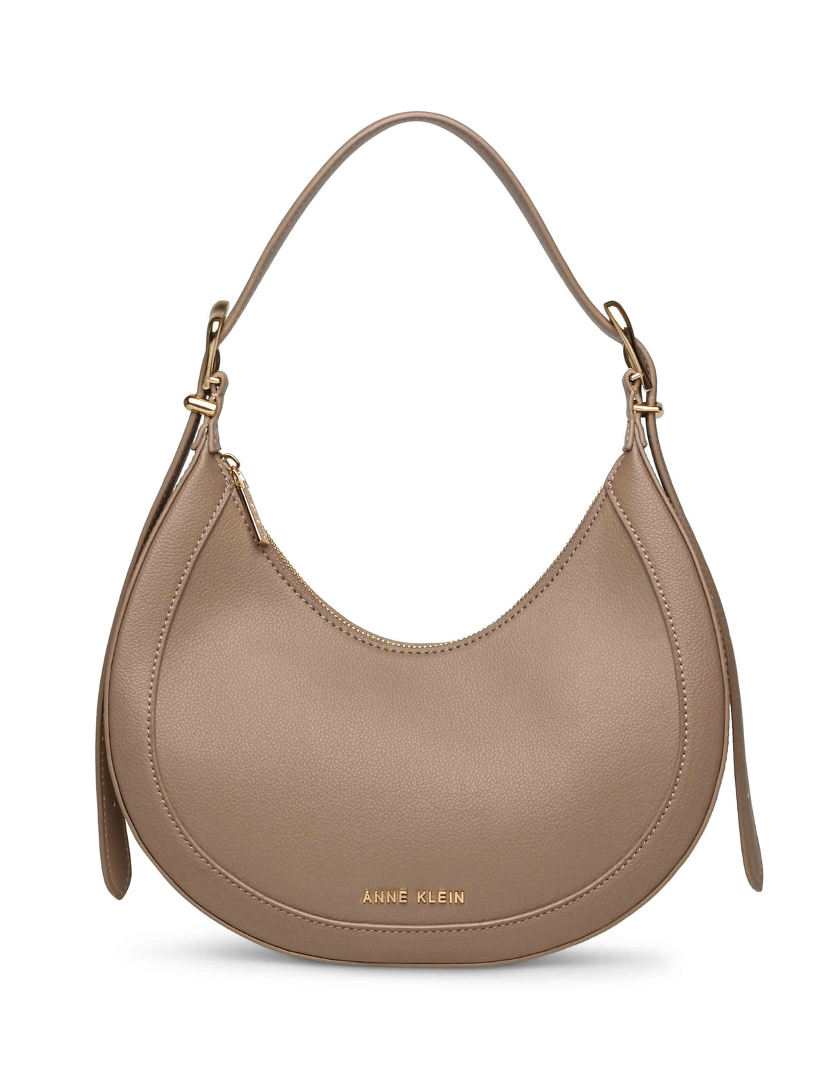 Anne Klein Truffle Sculpted Buckle Crescent Shoulder Bag