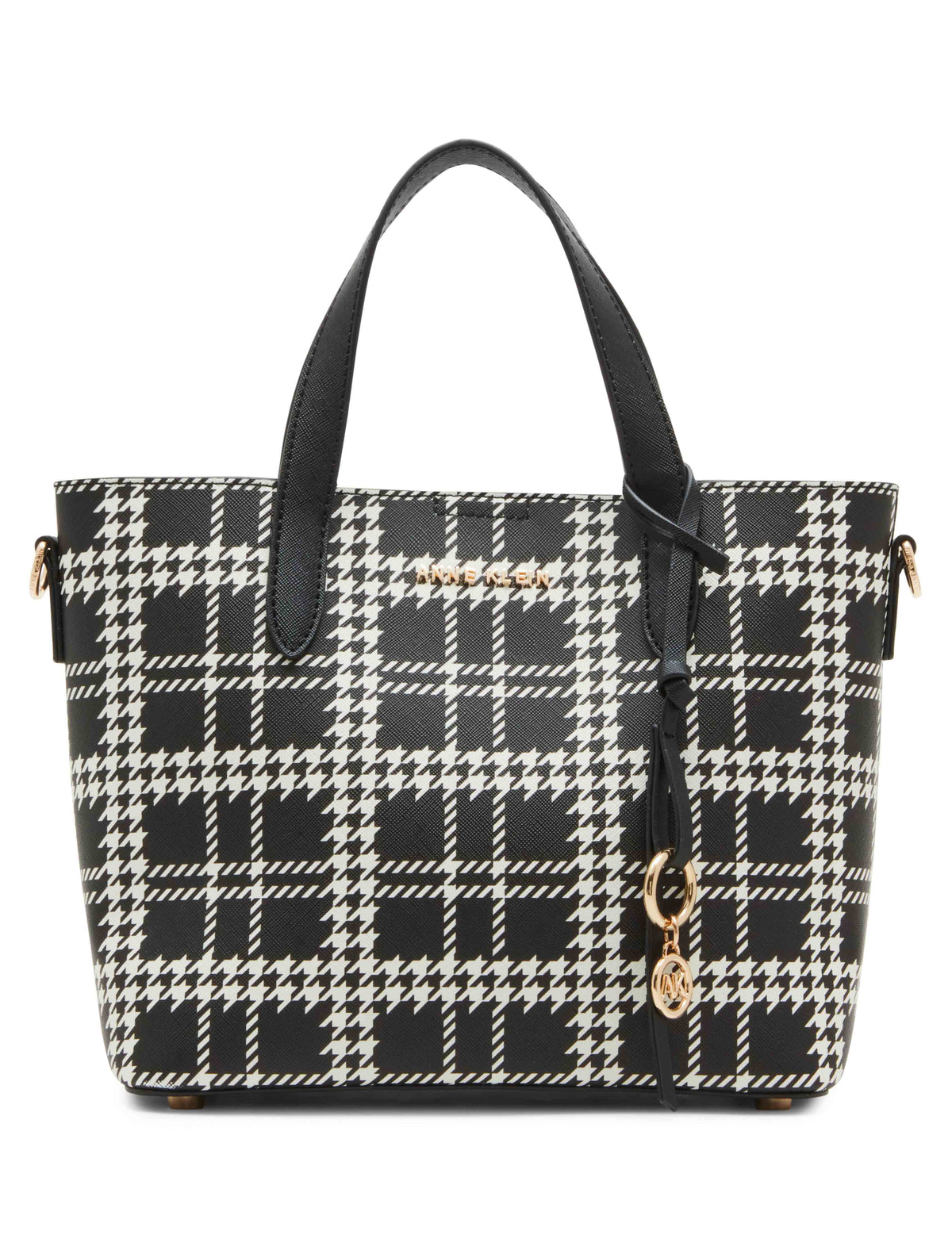 Anne Klein Black multi Bonded Mini Plaid Tote