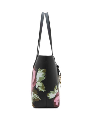 Anne Klein  Bonded Dark Floral Tote With Pouch