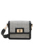 Anne Klein Black Flap Crossbody In Micro Houndstooth With Enamel Turn Lock