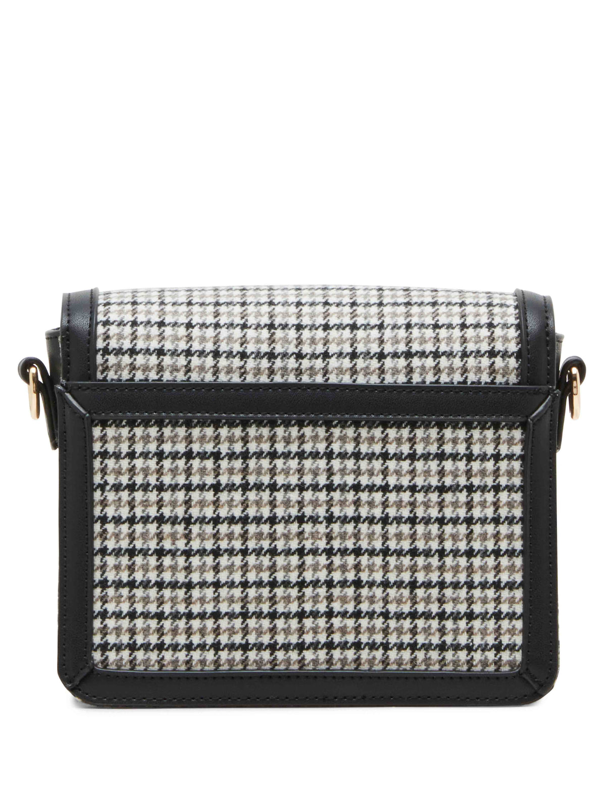 Anne Klein  Flap Crossbody In Micro Houndstooth With Enamel Turn Lock