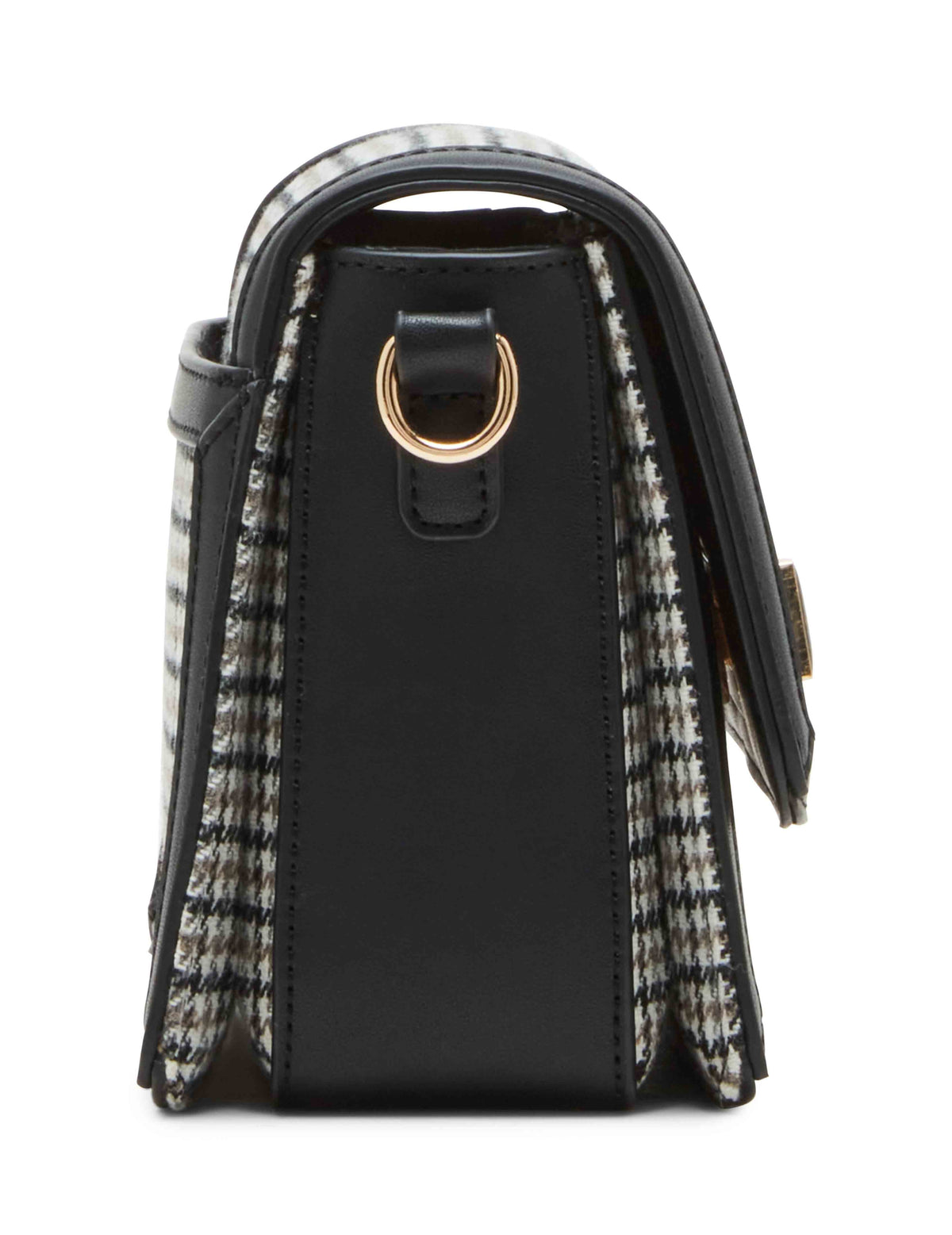 Anne Klein  Flap Crossbody In Micro Houndstooth With Enamel Turn Lock