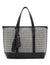 Anne Klein Black Mini Tote In Micro Houndstooth W/ Detachable Pouch