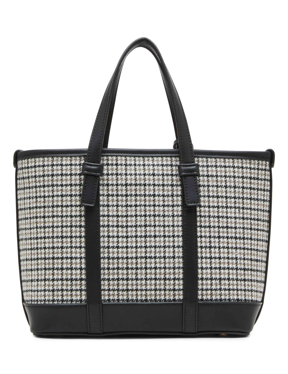 Anne Klein  Mini Tote In Micro Houndstooth W/ Detachable Pouch