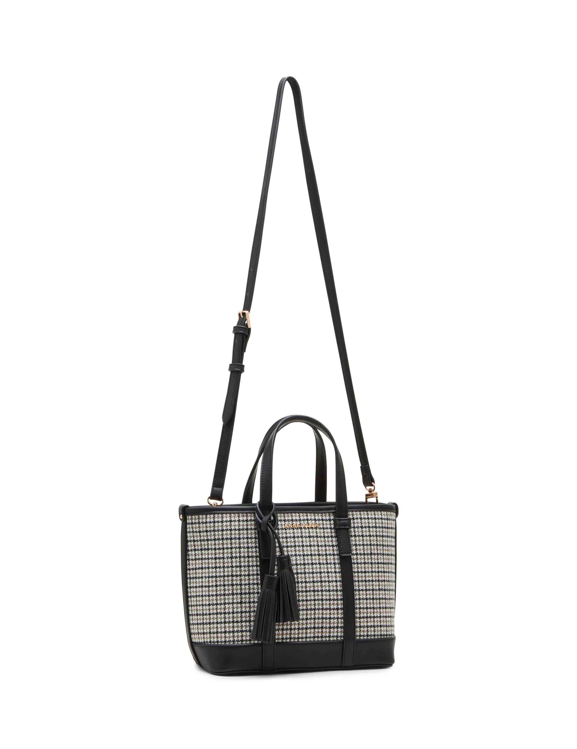 Mini Tote In Micro Houndstooth W Detachable Pouch Anne Klein