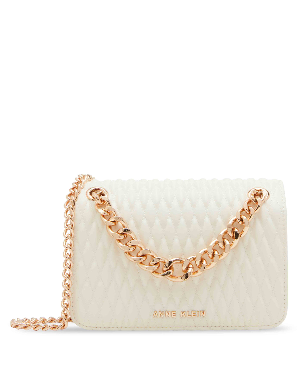 Anne Klein  Ruched Flap Crossbody With Oversized Chain Swag