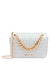 Anne Klein Silver Ruched Flap Crossbody With Oversized Chain Swag