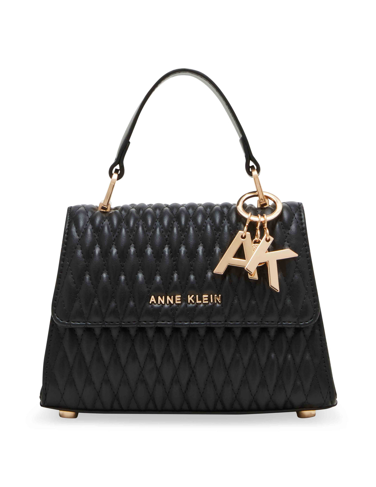 Anne Klein Black Mini Satchel With  Charms And Convertible Strap