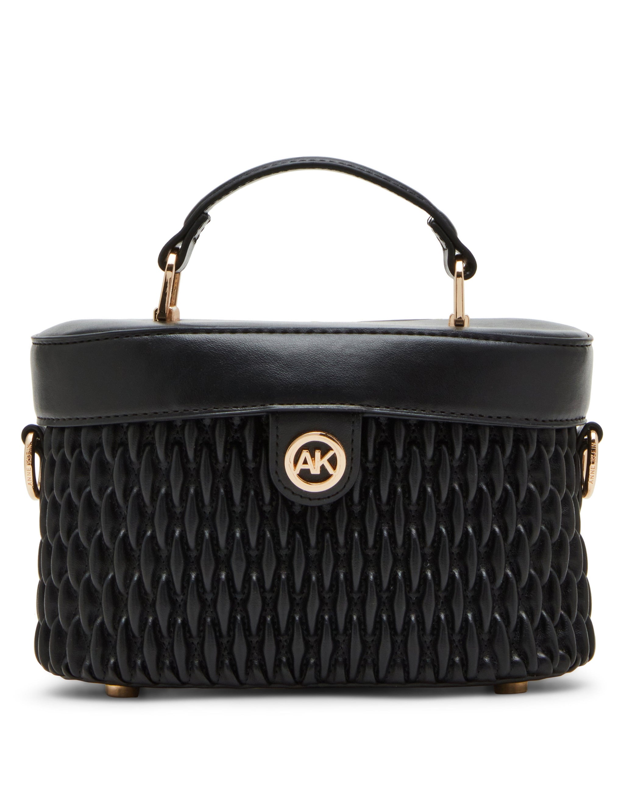 Anne Klein Ruched Top Handle Train Case With Detachable Crossbody