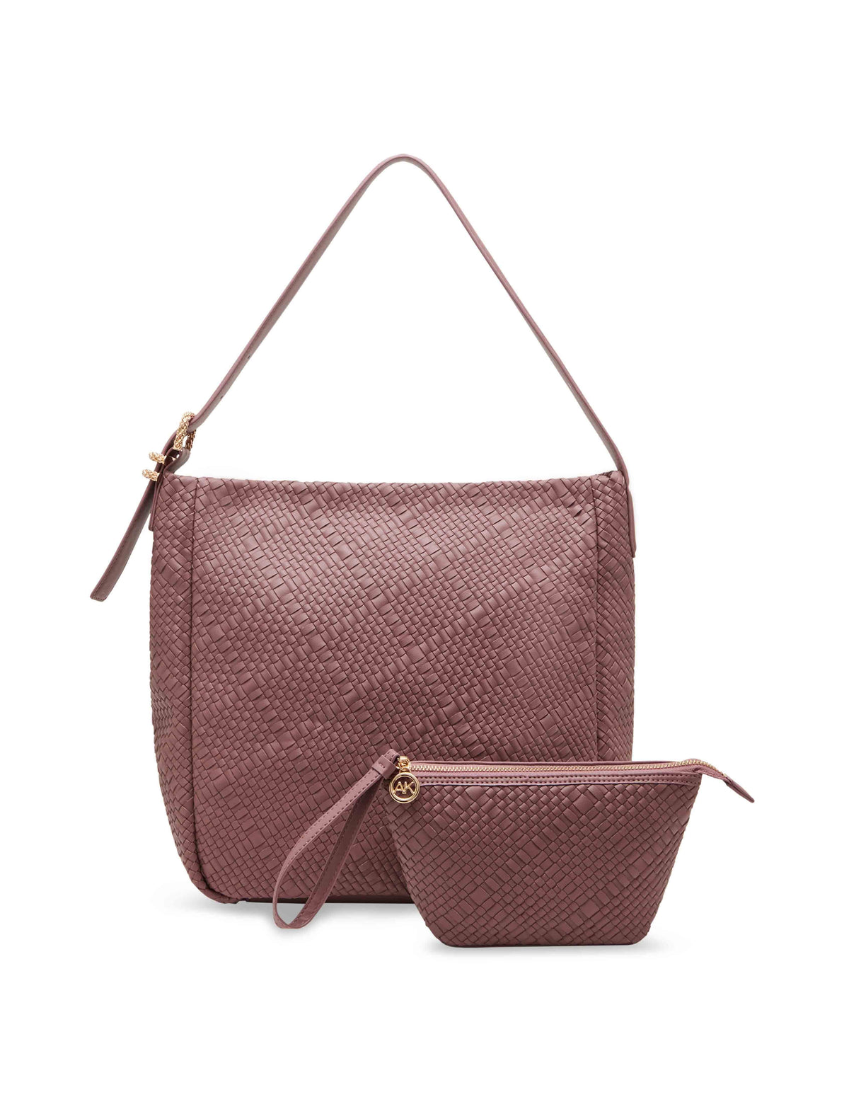 Anne Klein Mauve mist Woven Hobo With Detachable Pouch