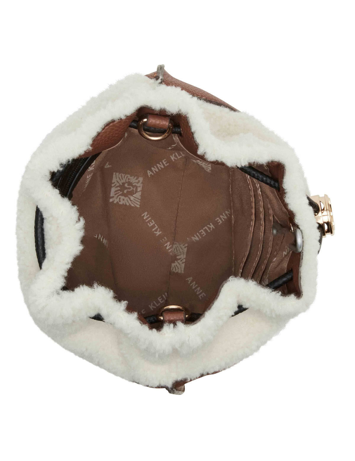 Anne Klein  Sherpa Bucket With Branded Push Lock Closure