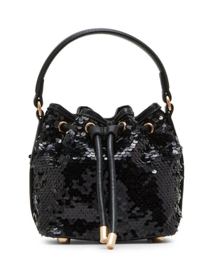 Anne Klein Black Sequin Top Handle Bucket Bag