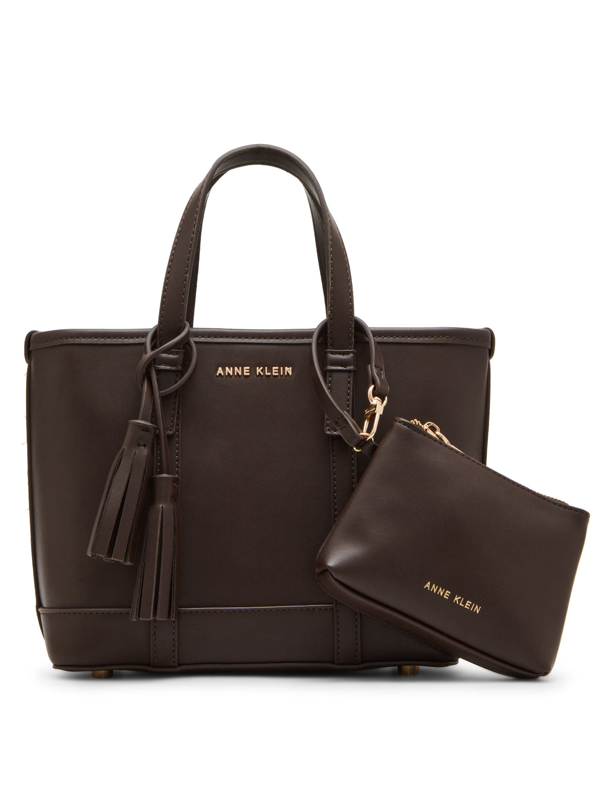 Anne Klein Espresso Mini Tote With Pouch And Tassel