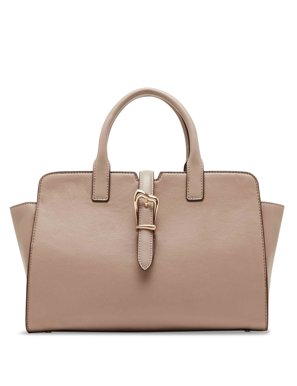 Anne Klein Timeless Taupe Sculpted Buckle Satchel &amp; Detachable Strap